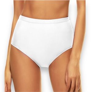 NEW Women's Solid White High Waist / Rise  Bikini Bottoms Size Small